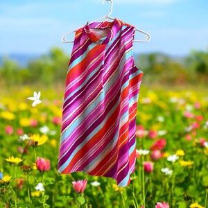 Jude Connally Mod Stripe Sleeveless Mini Dress‎ Size Small Nylon Spandex Blend